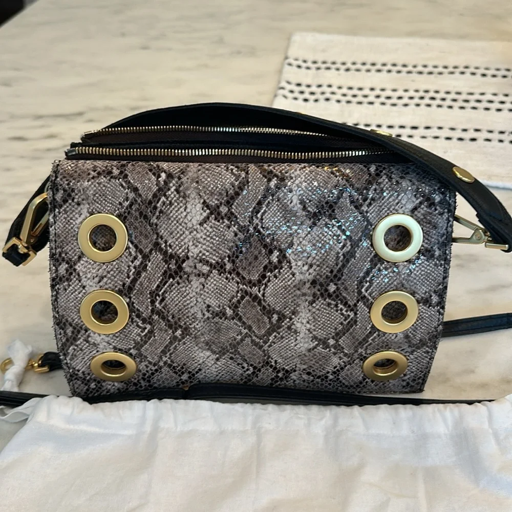 Hammitt Black and Gold Snakeskin Crossbody Bag - Picture 6 of 16